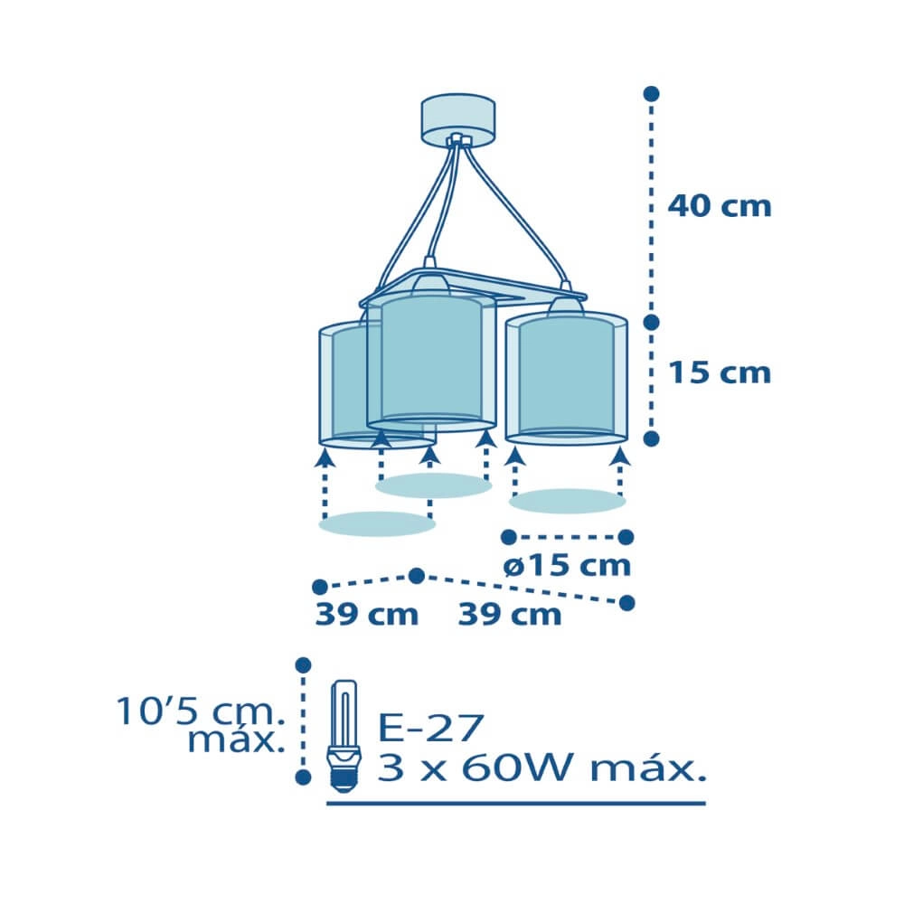 Kinderkamer hanglamp Police 3-lichts rood met blauw Dalber 8420406606149