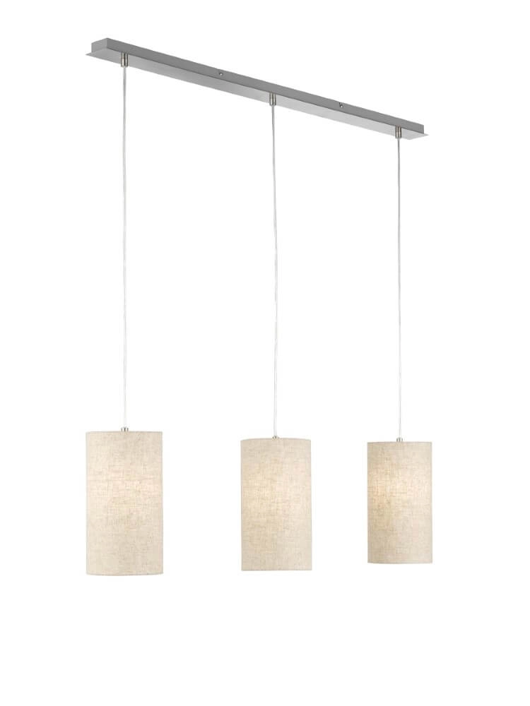 3-licht hanglamp Thor met zandkleur linnen 3-licht hanglamp Thor met zandkleur linnen