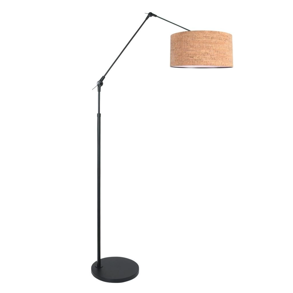 Zwarte vloerlamp Prestige Chic met kurk kap Ø40cm