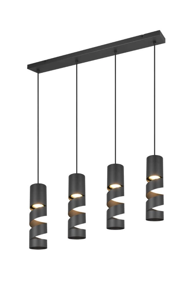 4-lichts koker hanglamp Stream zwart