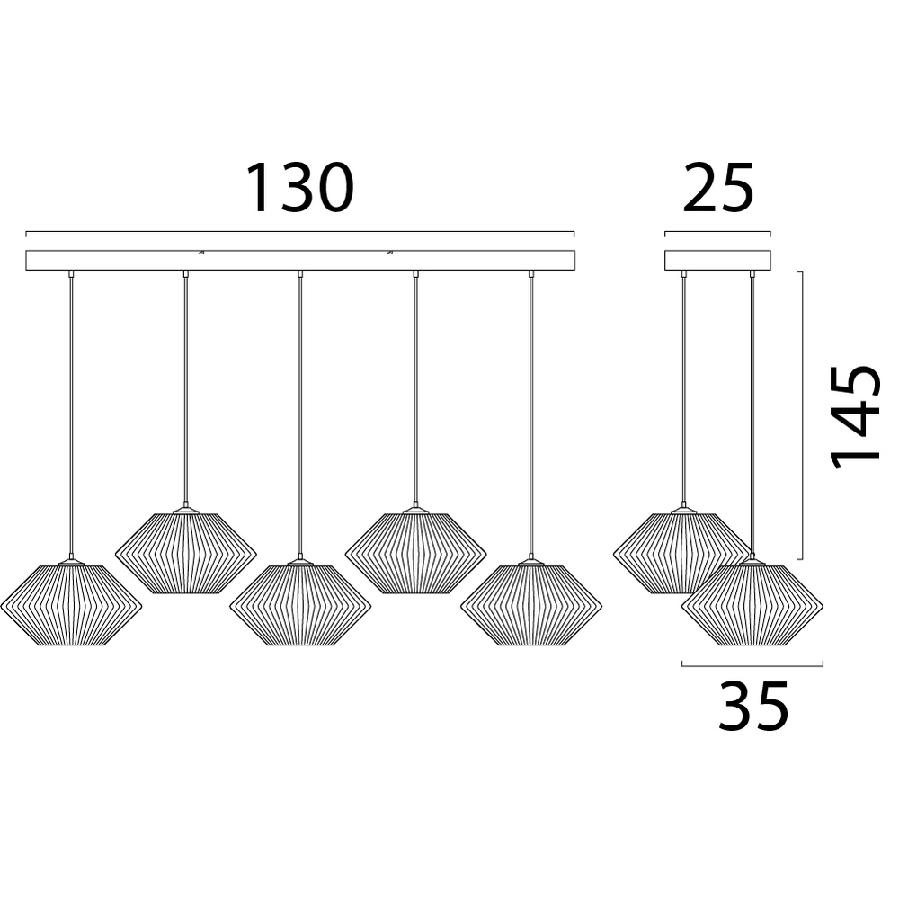 Eettafel hanglamp Bicono 5x Ø35cm Masterlight 8718121352855