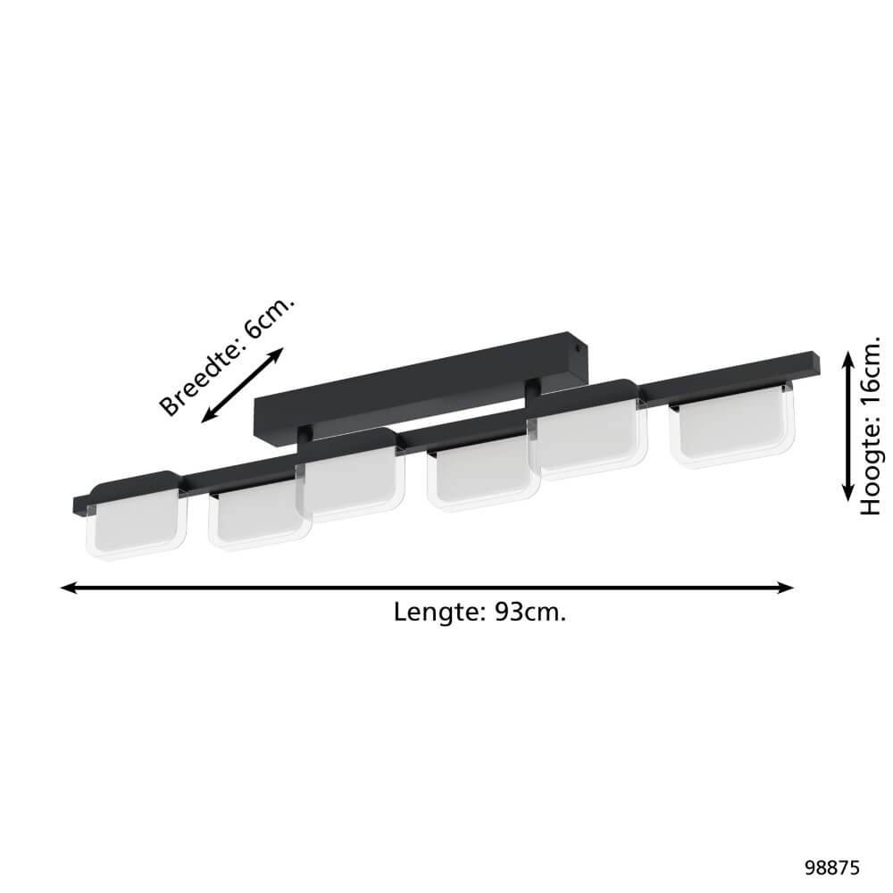 Zwarte plafondlamp Ervidel met led Eglo 9002759988753