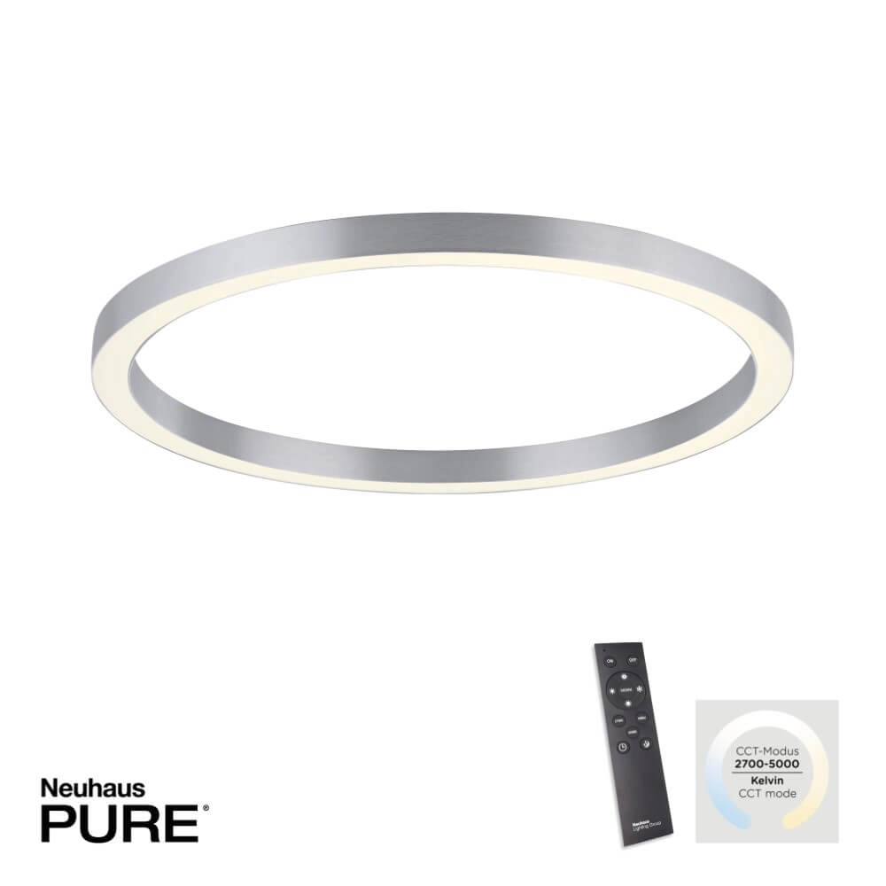 Ronde vloerlamp Pure Lines Round Ø 70cm aluminium Paul Neuhaus 4012248373538