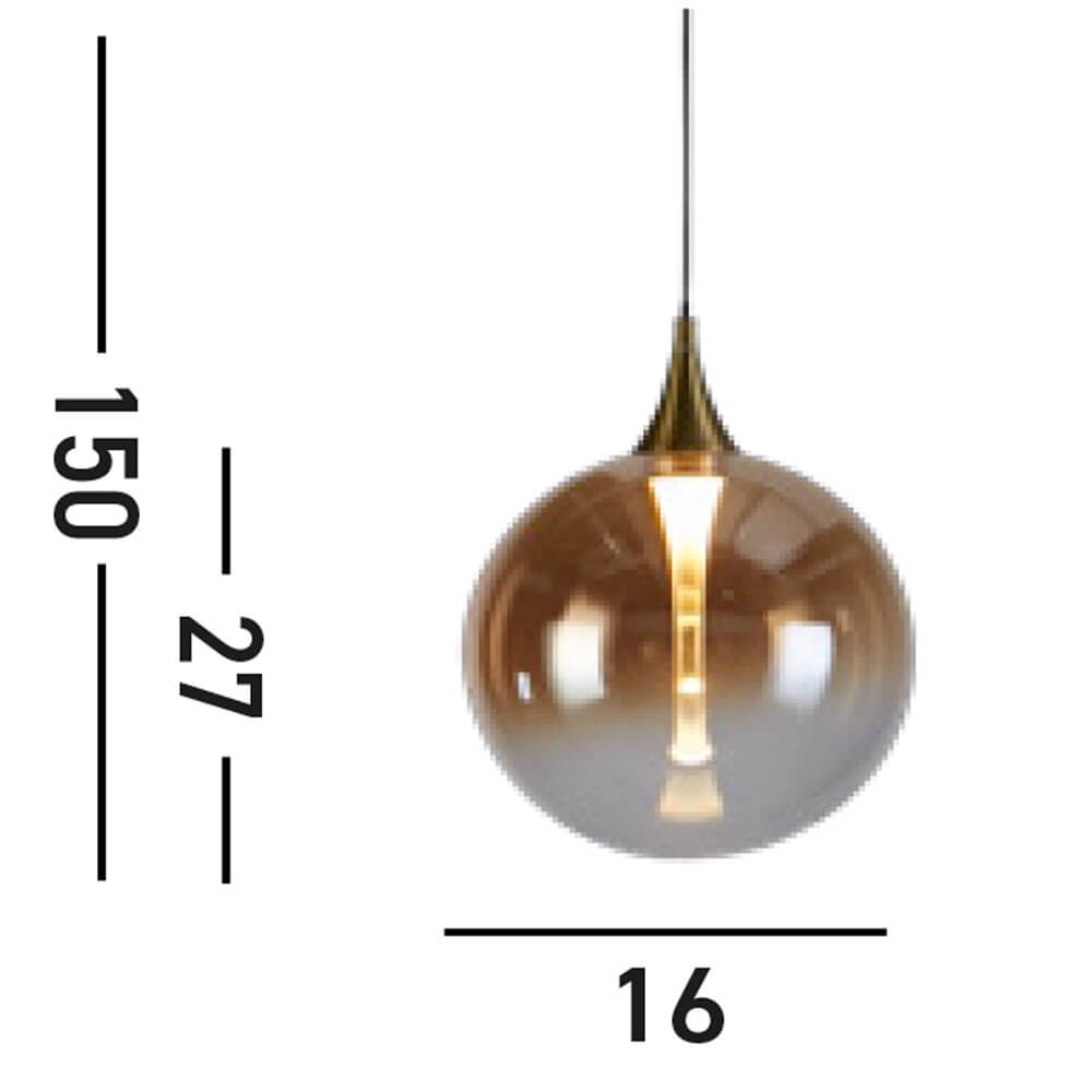 1-lichts hanglamp Alchemy amber glas Searchlight 5053423273822