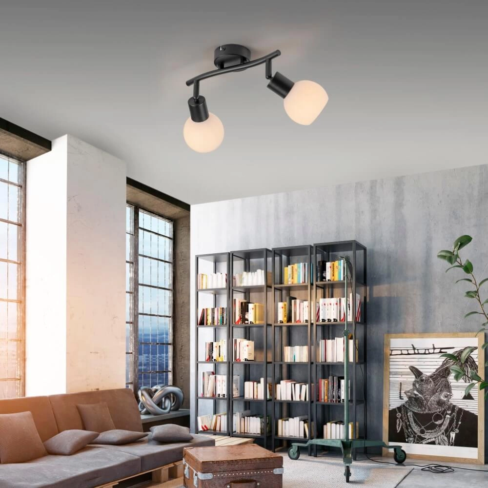 Zwarte plafondlamp Loki 2-lichts Just Light 4043689000769