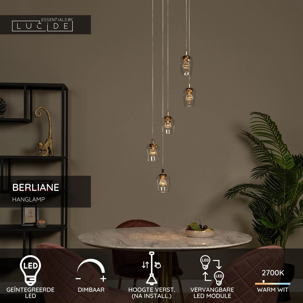 Unieke hanglamp Berliane 5-lichts rond Lucide 5411212011015