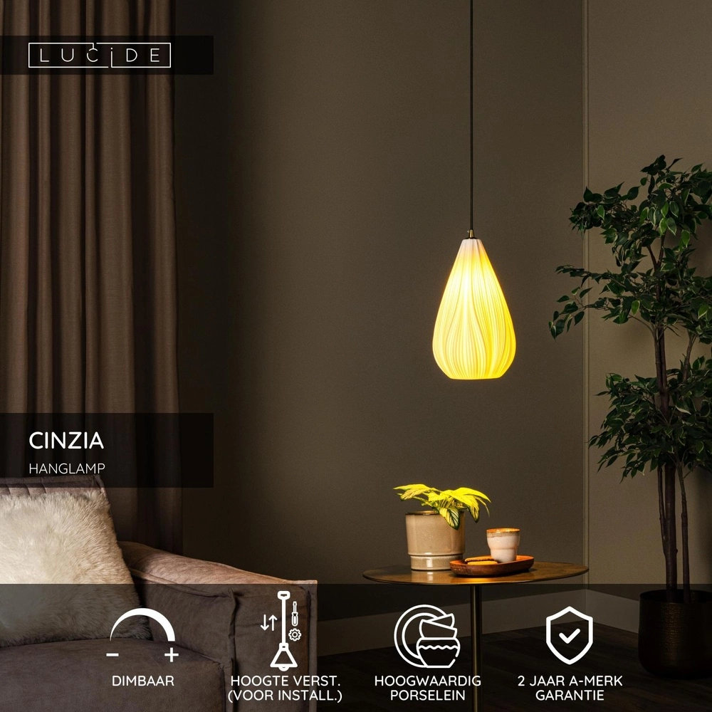 Design hanglamp Cinzia wit Ø 18,3cm Lucide 5411212135117