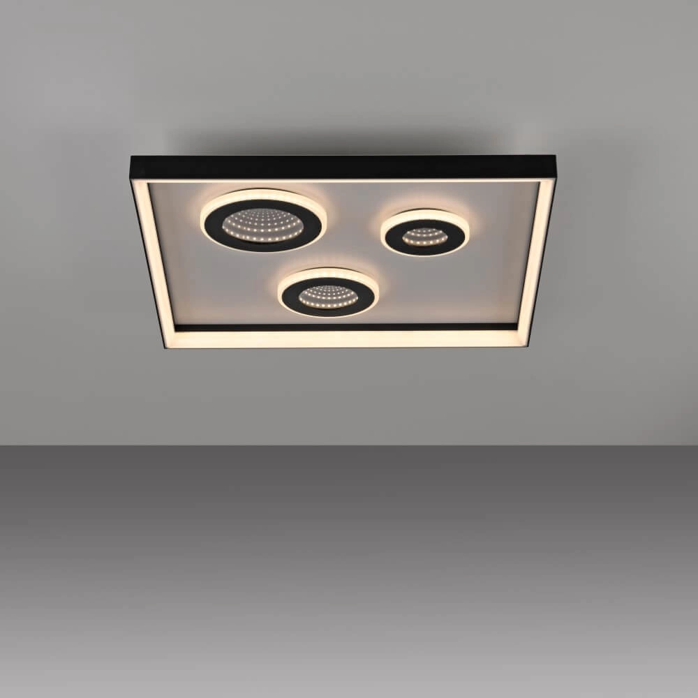 Vierkante plafondlamp Dune zwart Paul Neuhaus 4012248384916