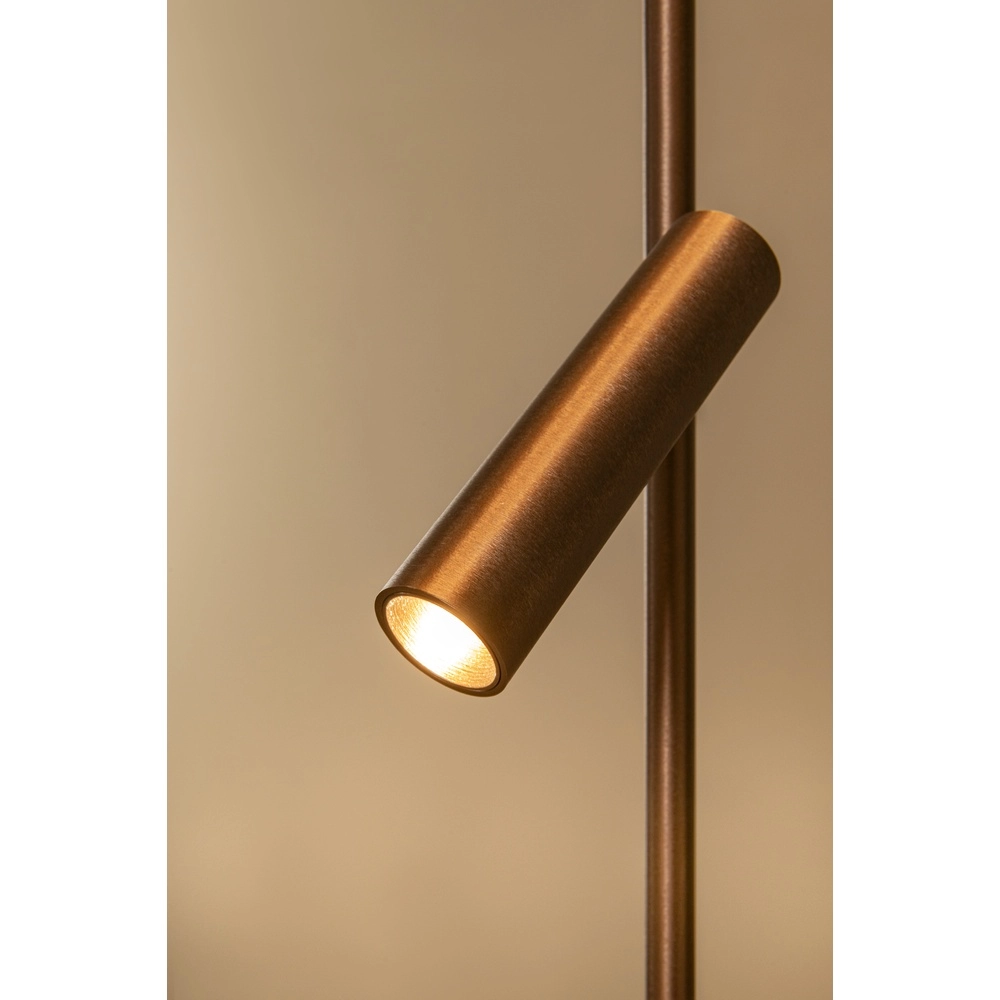 Strakke vloerlamp met leeslamp Applause geborsteld roodkoper - led Premium by Lucide 5411212221872