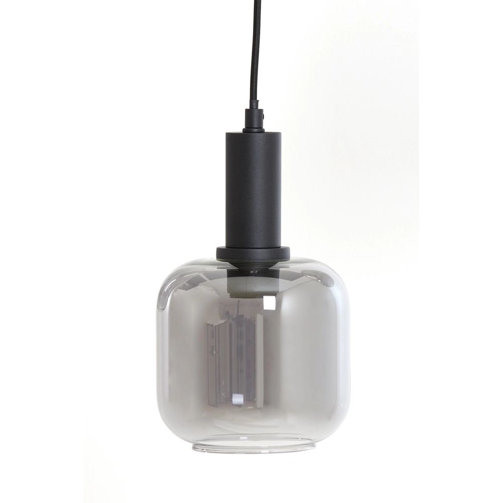 Eettafel hanglamp Lekar 5x E27 - zwart met smoke glas Light & Living 8717807638351