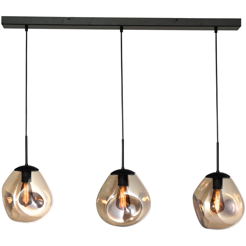 Glazen hanglamp Lava 3x goud glas Ø 24cm Glazen hanglamp Lava 3x goud glas Ø 24cm