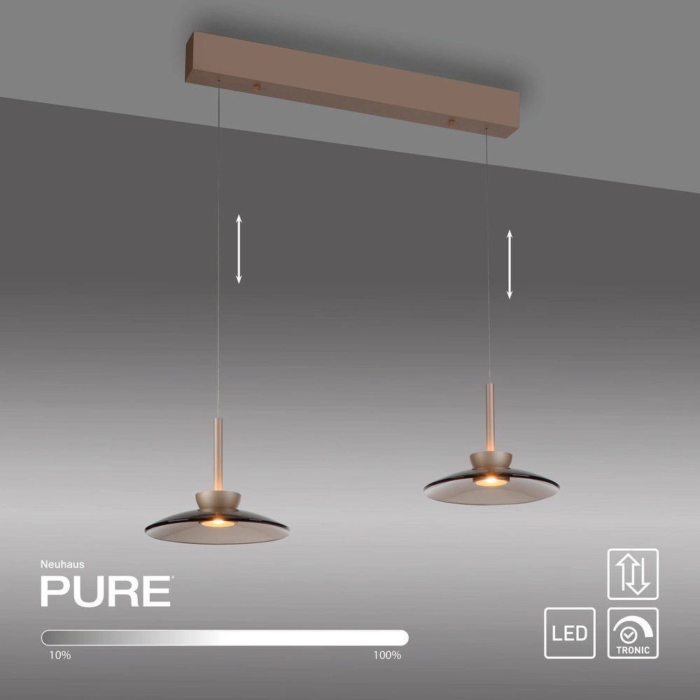 2L eettafel hanglamp Pure Moon bronce met amber glas Paul Neuhaus 4012248392980