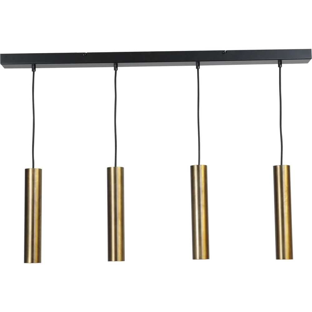 Eetkamer hanglamp Run 4 antiek koperen pendels