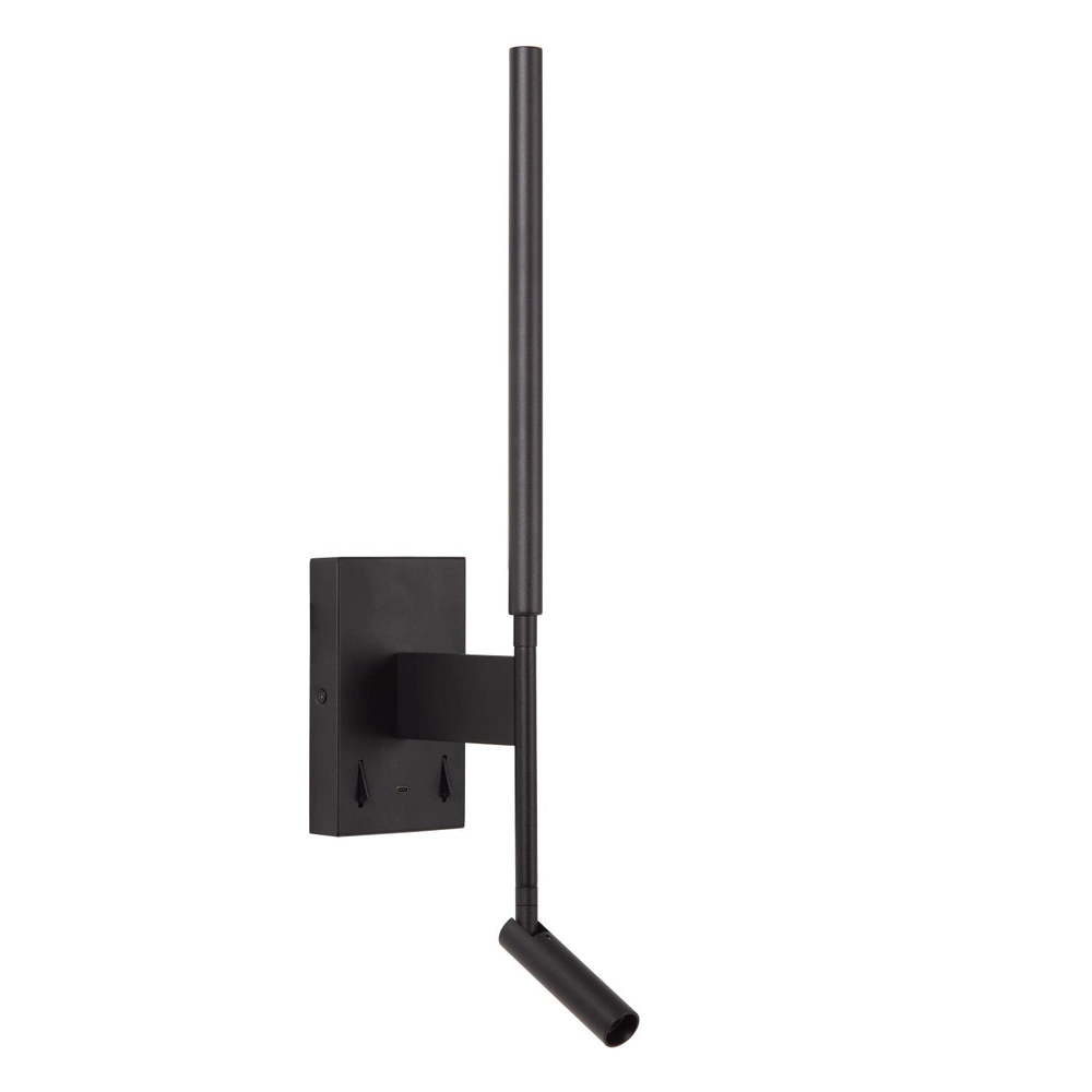 Design wandlamp Finan met leeslamp en USB oplaadpunt zwart Lucide 5411212680020