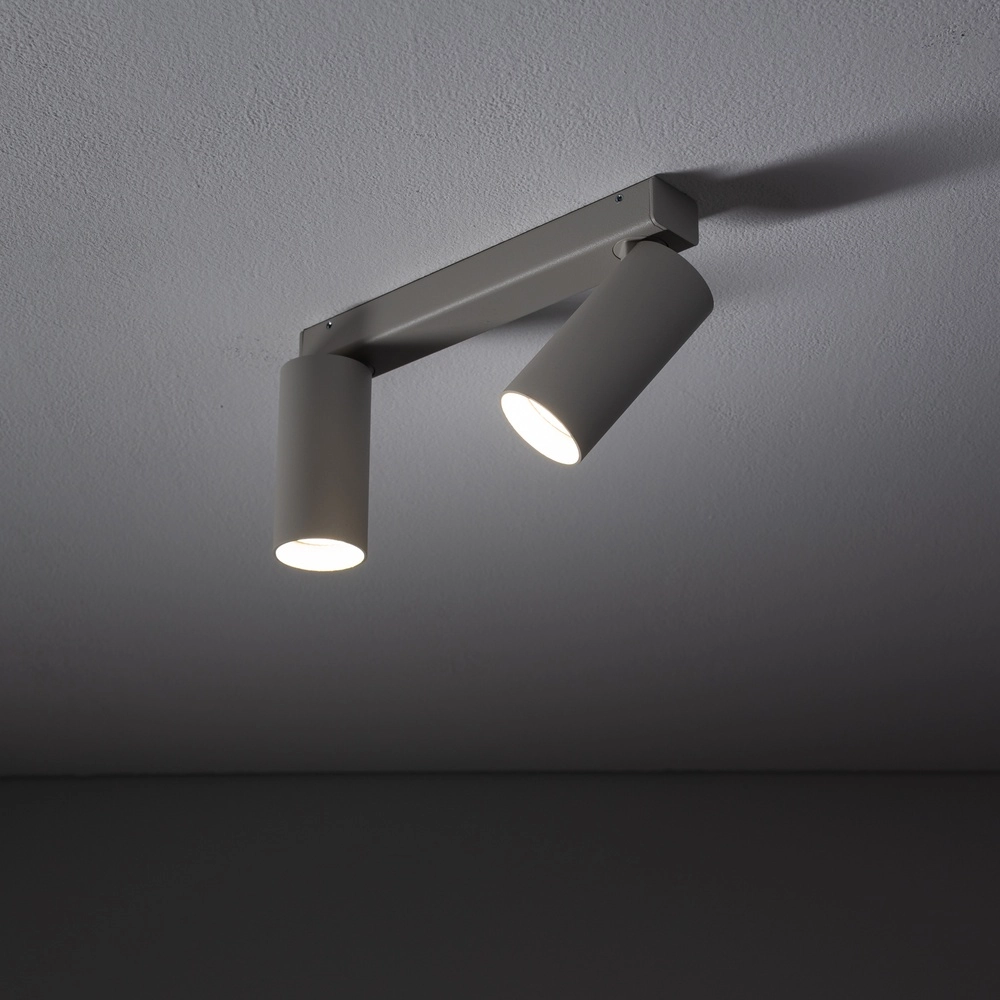 Opbouwspot 2x GU10 Fourty licht grijs Lyora 5903139114370