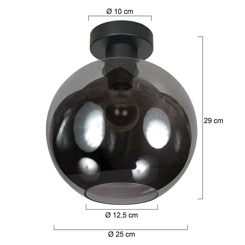 Plafondlamp Bloeba bol smoke glas Ø 25cm Steinhauer 8712746181104