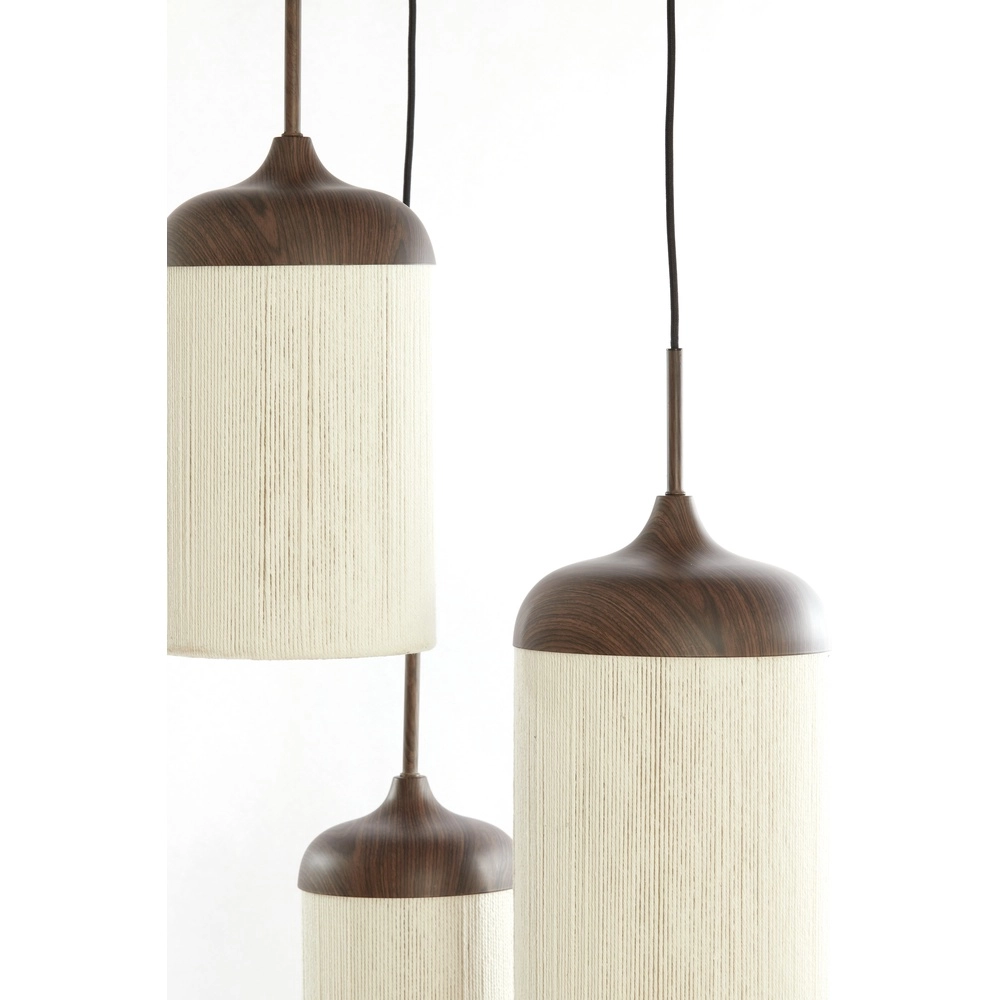 3-lichts hanglamp Danialo walnoot bruin met touw Light & Living 8717807816711