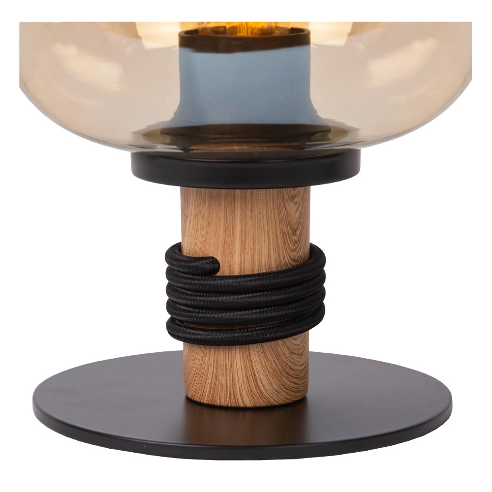 Tafellamp Ilona zwart met amber glas Lucide 5411212452696