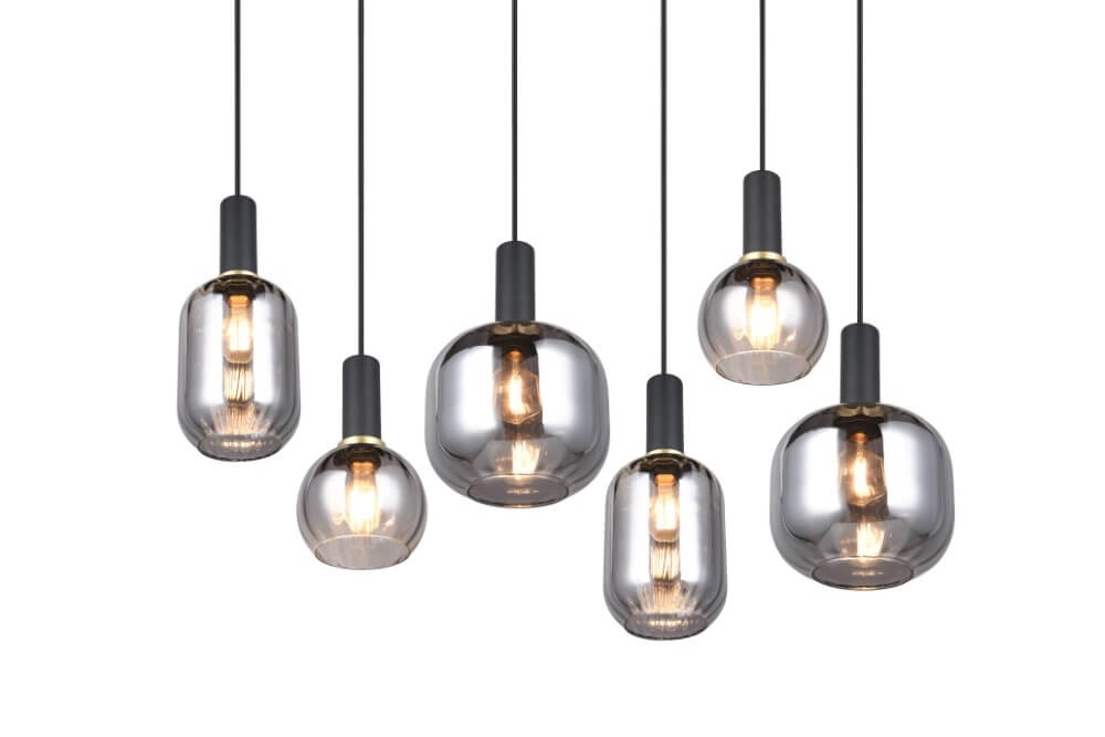 Eetkamer hanglamp Diva 6-lichts - smoke glas Trio 4017807614572