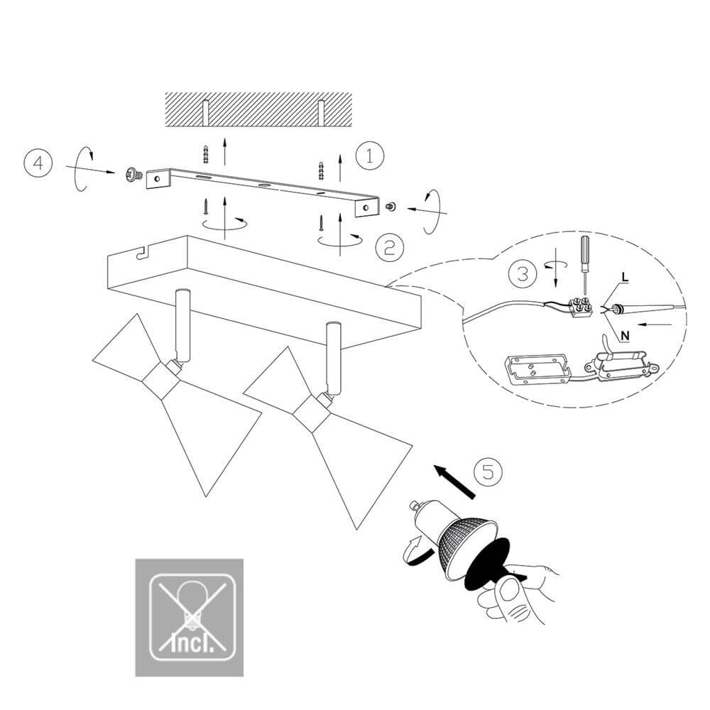 Design plafondlamp Preto zwart met goud dubbel Steinhauer 8712746176292