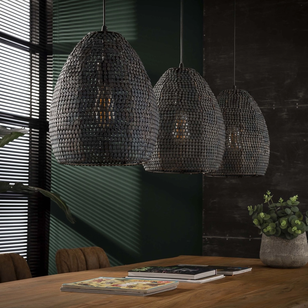 Schubbenlook hanglamp Armor 3x Ø 26cm Lyora 8716803512870