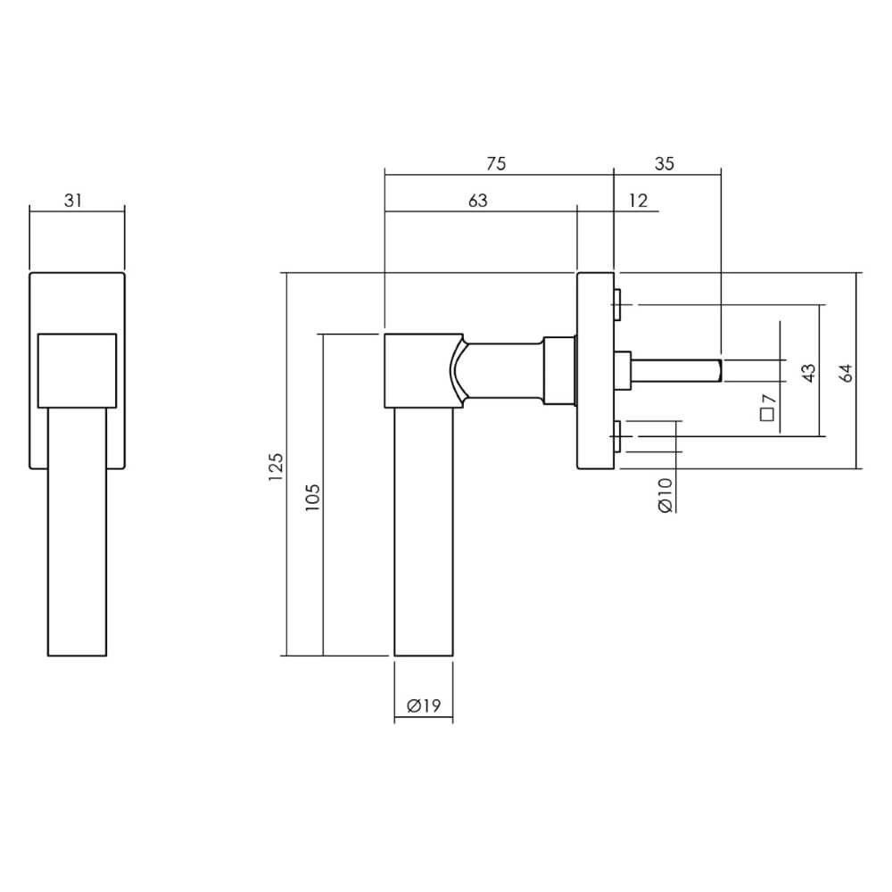 Raamkruk L-vorm Recht RVS Intersteel 8714186562017