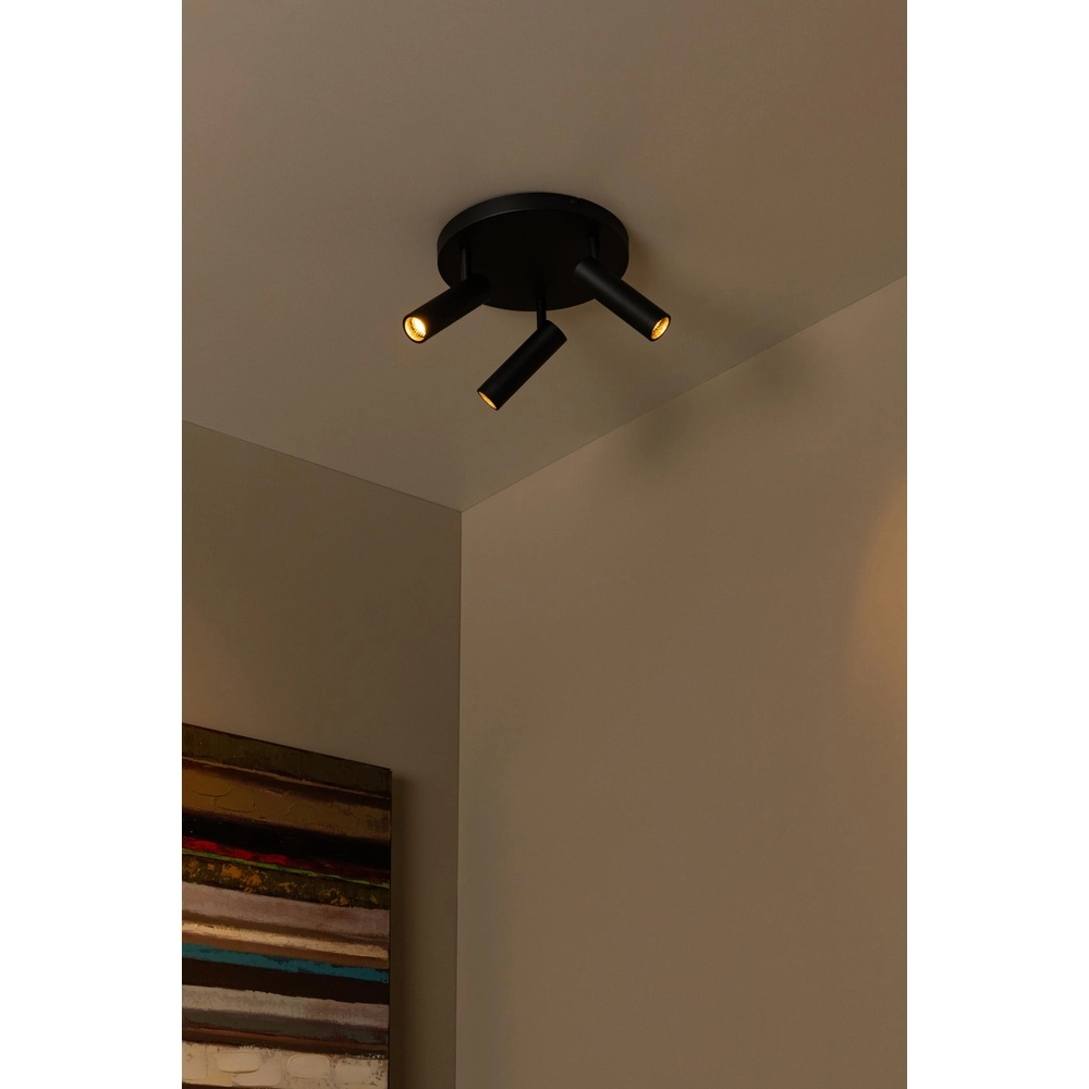 Strakke plafondlamp Grado 3-lichts zwart Lucide 5411212221681