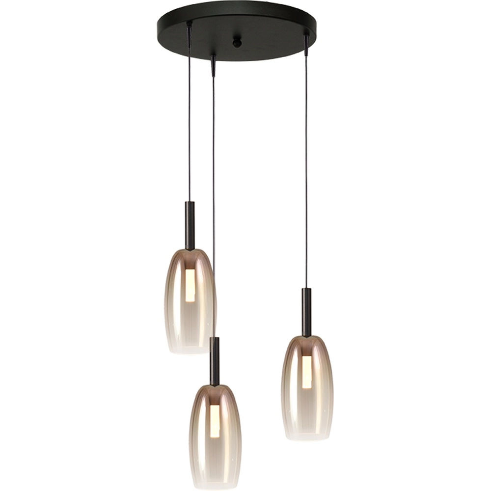 3L vide hanglamp Lido Olive met Ø 11,5cm gold-fading glas