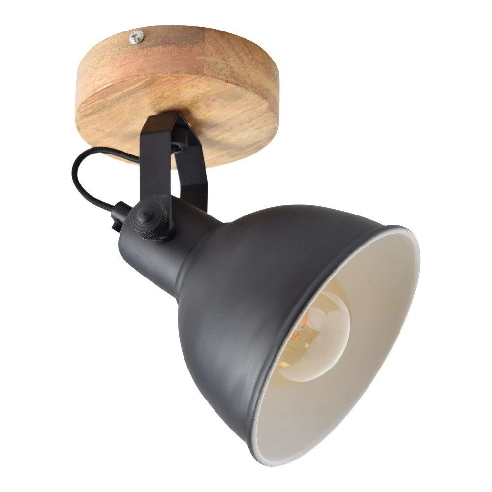 Plafondspot Woody Ø16 single vintage black