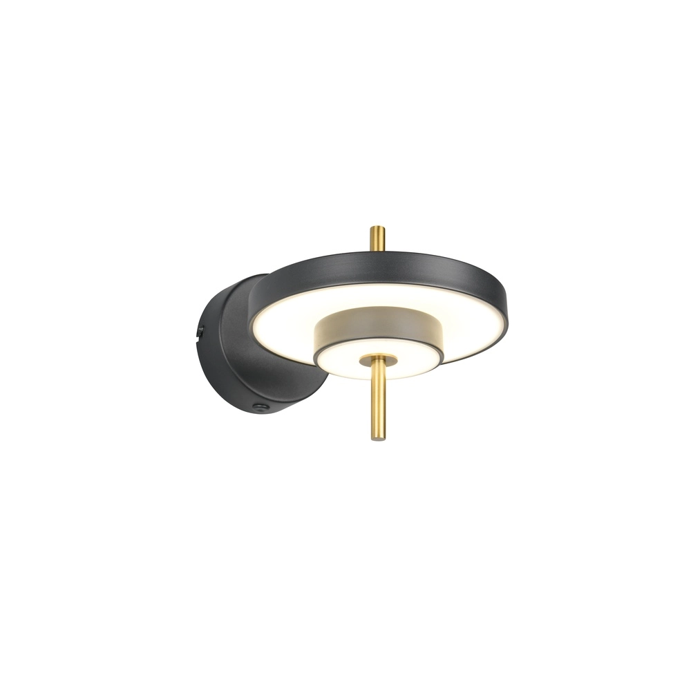 Moderne wandlamp Keaton zwart met goud Trio 4017807655742