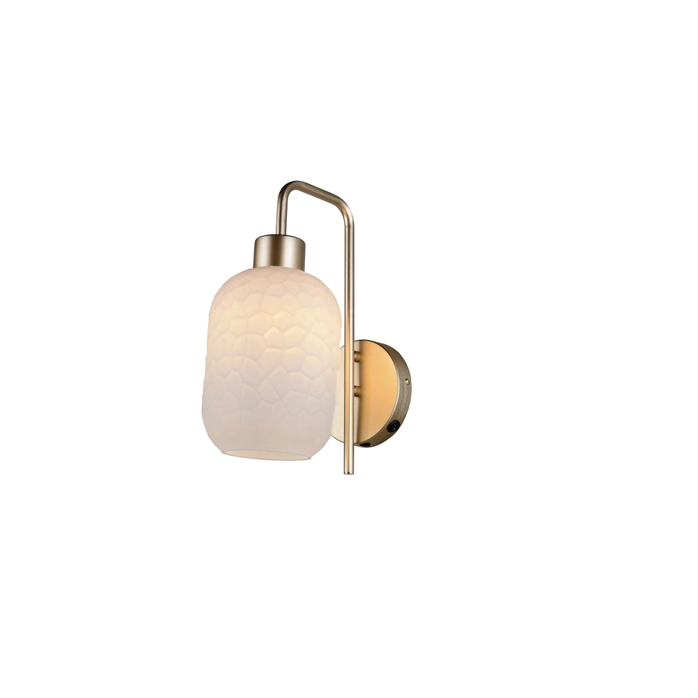 Wandlamp Emelie goud met wit glas