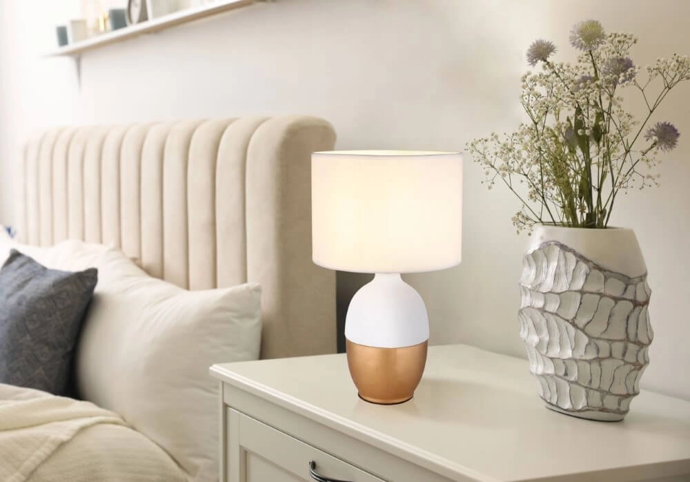 Gouden tafellamp Valentino met wit Globo 9007371432301