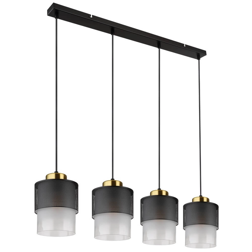 Hanglamp Olga 4-lichts zwart met gaas Globo 9007371455485