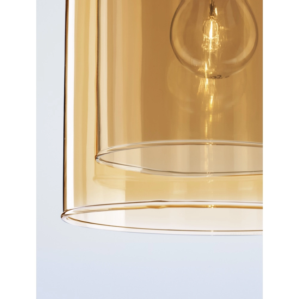 Hanglamp Velor enkel zwart met amber glas Lyora 5212017431202