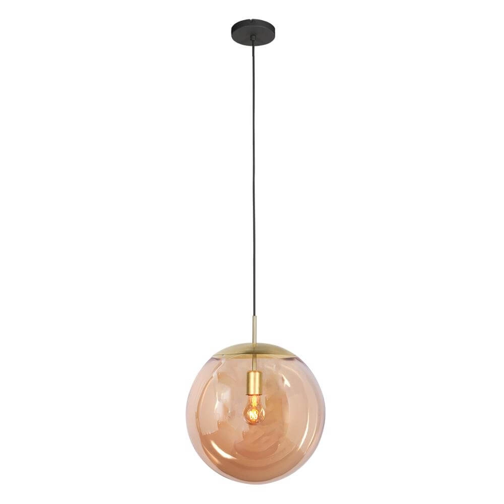 Hanglamp Bollique bol goud met amber glas Steinhauer 8712746177541