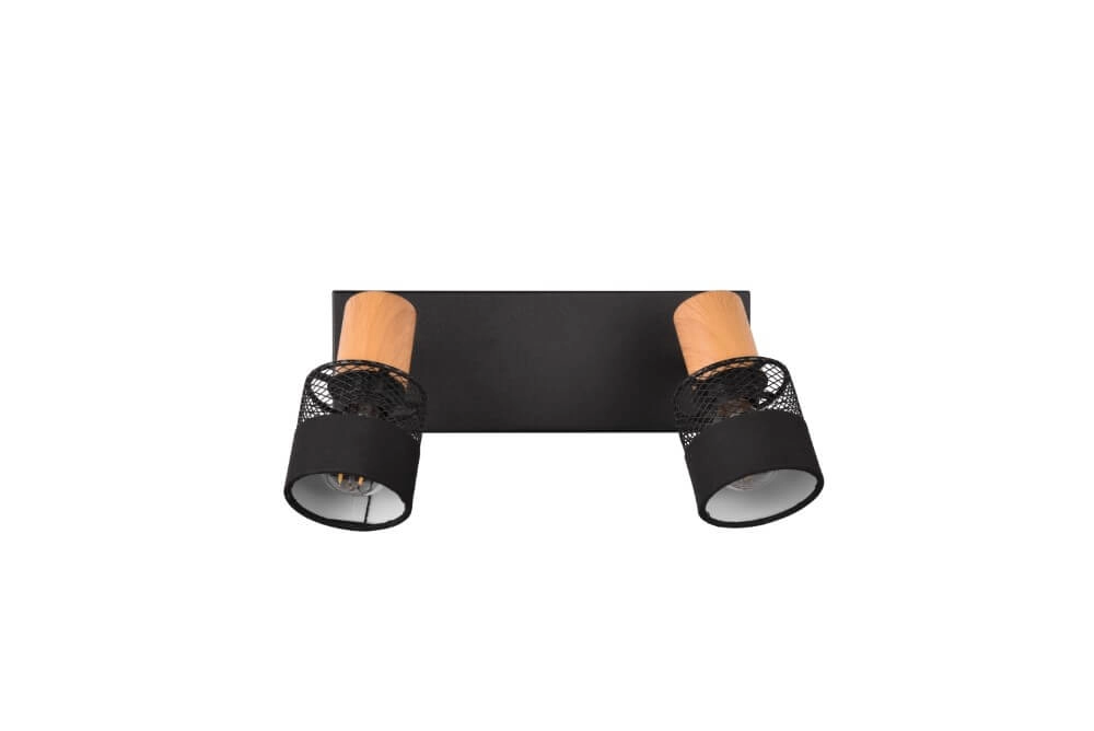 2-lichts opbouwspot Nandini zwart met hout Trio 4017807581102