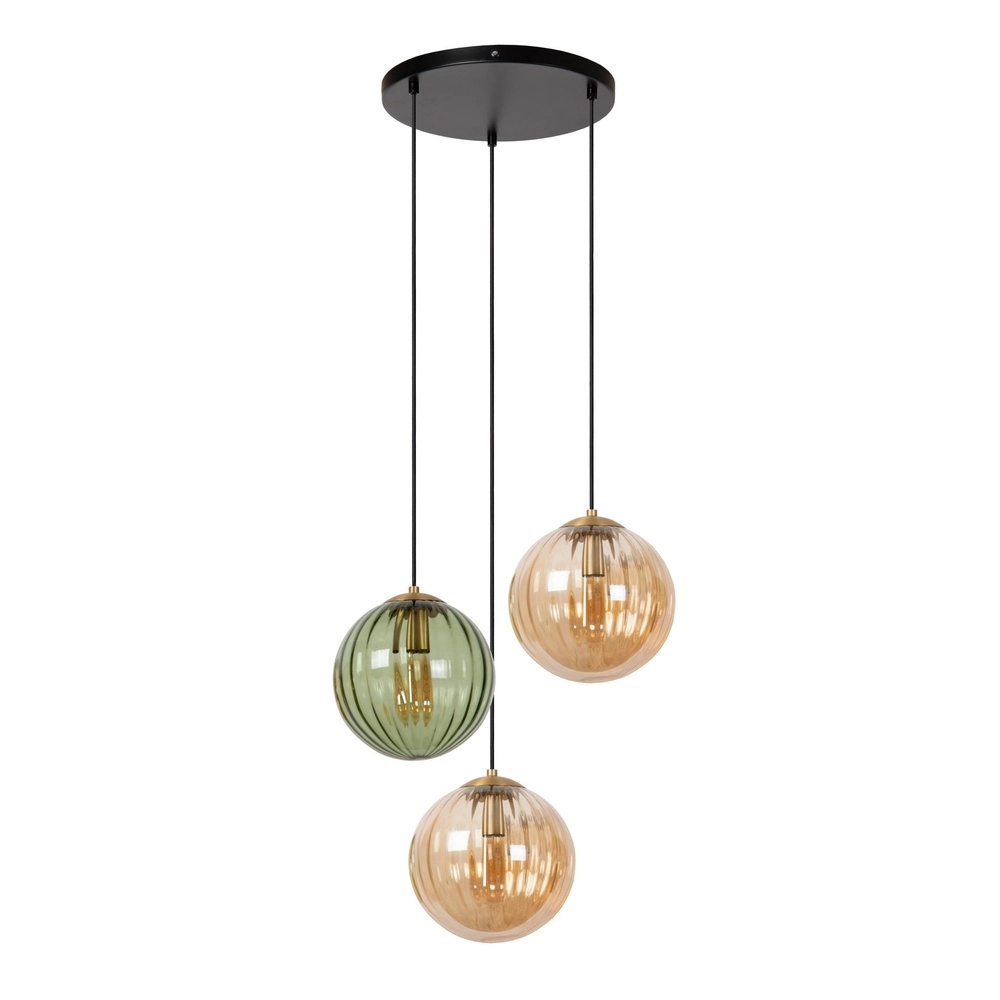 Design hanglamp Monsaraz groen en amber glas