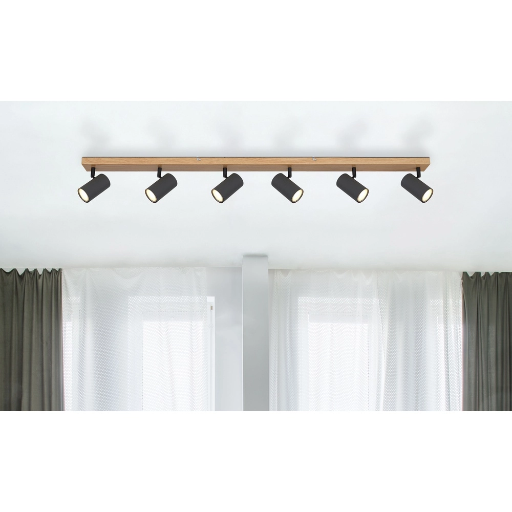 Plafondlamp 6-lichts Robby hout Globo 9007371436590