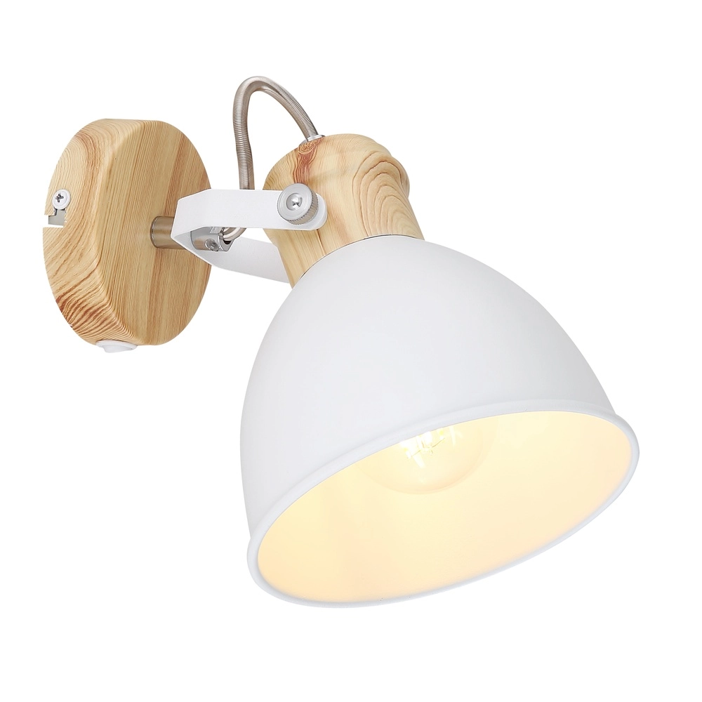 Scandinavisch wandlampje Wiho wit met hout