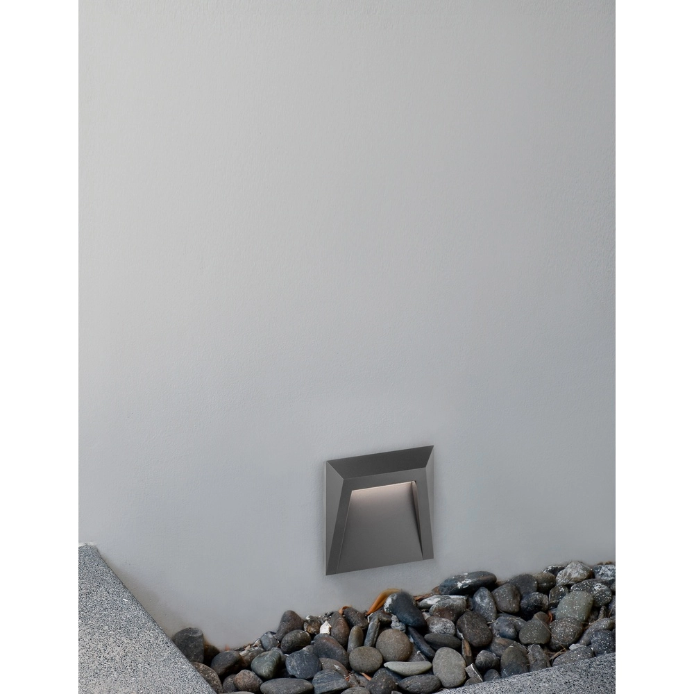 Vierkante wandlamp Luton 12,5cm grijs