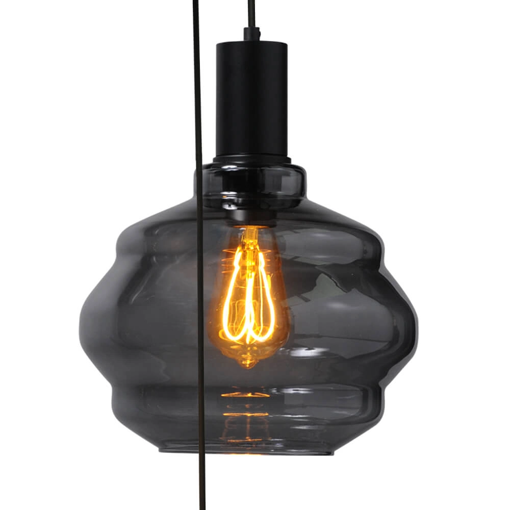 5-lichts vide hanglamp - zwart - Porto met verschillende glazen Masterlight 8718121271248