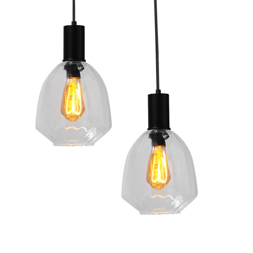 6-lichts hanglamp - zwart - Porto met Nicolette clear glazen Masterlight 8718121270616