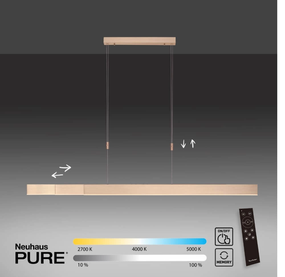 Led hanglamp Pure-Moto messing mat Paul Neuhaus 4012248363768