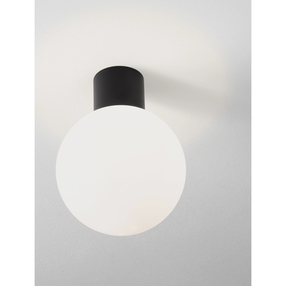 Plafondlamp Spix antraciet met wit bol glas Lyora 5212017476432