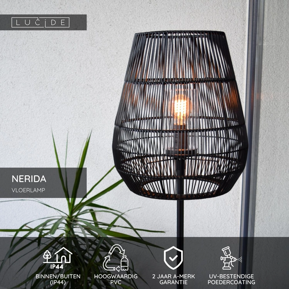 Vloerlamp Nerida zwart IP44 - Ø 35cm Lucide 5411212031907