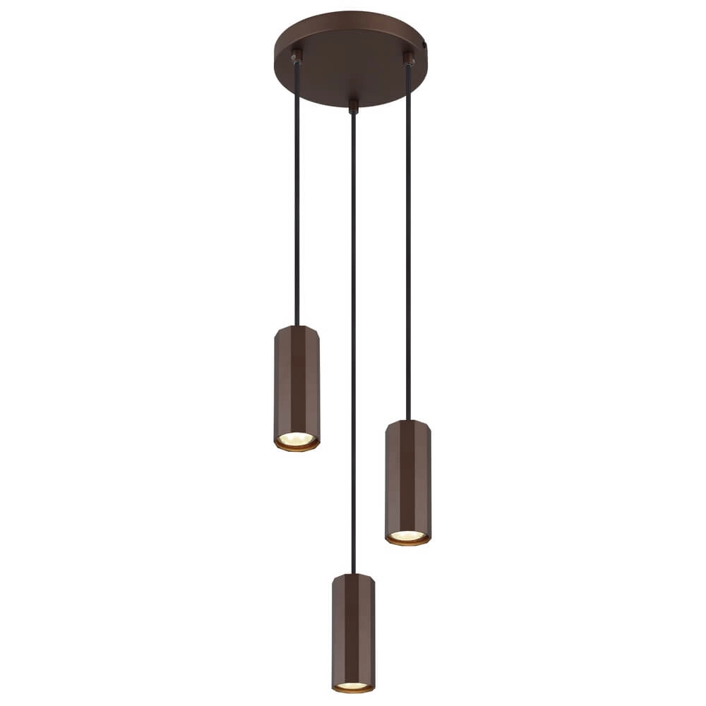 Bronzen hanglamp James 3-lichts rond Bronzen hanglamp James 3-lichts rond