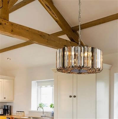 Hanglamp Chapeau 35cm chroom met kristalglas Searchlight 5053423187815