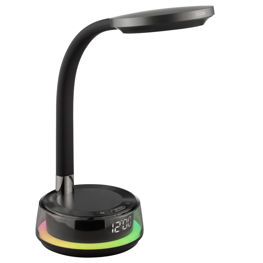Bureaulamp Moonglow zwart met klok Brilliant 4004353460685