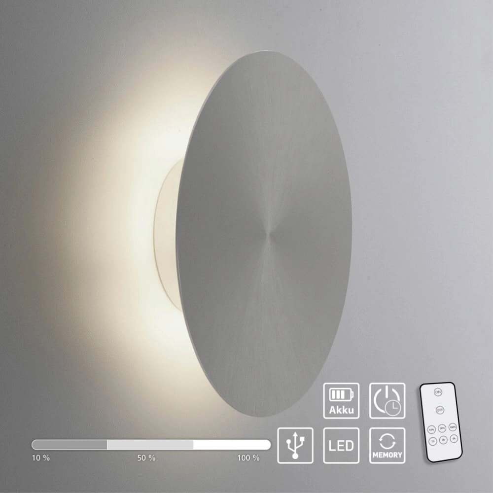 Design wandlamp Akku Puntua Ø 25cm grijs Paul Neuhaus 4012248372517