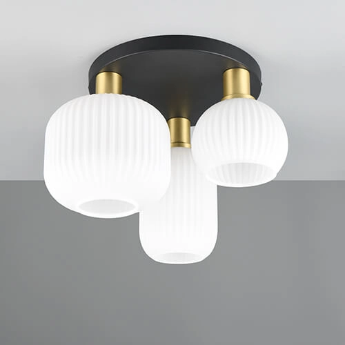 Trendy plafondlamp Diva met wit glas Trio 4017807614541